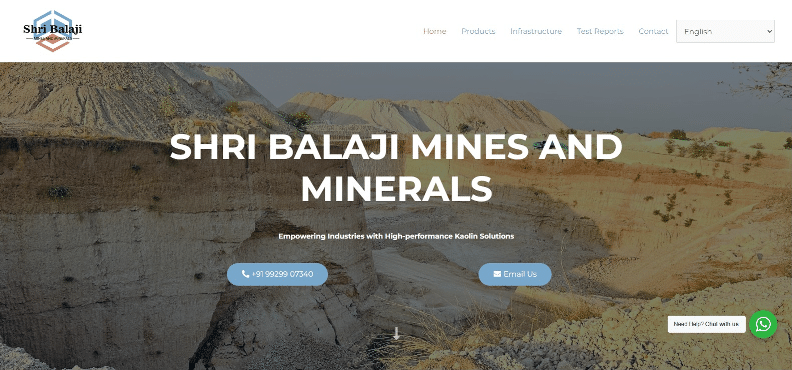Shri Balaji Mines and Minerals website design project - mining company in Rajasthan
